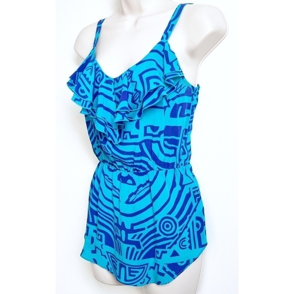 Amanda Uprichard Silk Peplum V Neck Ruffle Tank Top Blue Purple Small Pullover - Picture 2 of 10